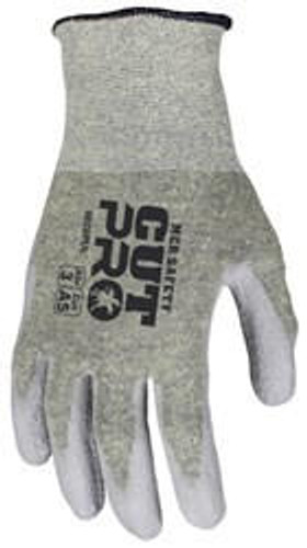 MCR Safety MCR 9828PU Cut Resist Glove Cut Pro - A5 - Pun2 - ABR3 - Heat 2 - 18ga - Gray PU Coated Palm - Gold ARX Aramid Shell
