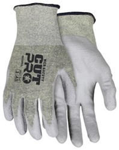 MCR Safety MCR 9828PU Cut Resist Glove Cut Pro - A5 - Pun2 - ABR3 - Heat 2 - 18ga - Gray PU Coated Palm - Gold ARX Aramid Shell