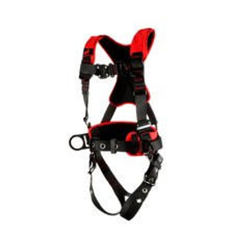 3M Fall Protection 3M Harness Protecta P200 - 1161225 - Xl - Comfort Construction Style Positiong/Climbing - Blk/Red - Back/Front/Side Fixed D-Ring - Back/Hip Padding - TB Legs - QC Chest - Easy-Link SRL Adapter - 420lb