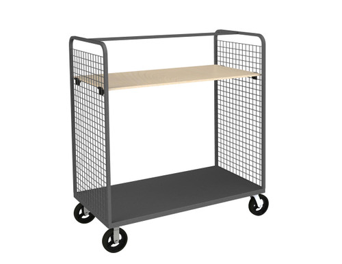 Durham W2ST-306068-1AS-8MR95 2-SIDED WIRE CART WITH 1 ADJ WOOD SHELF -  30" X 61-1/8" X 68-9/16" -  95