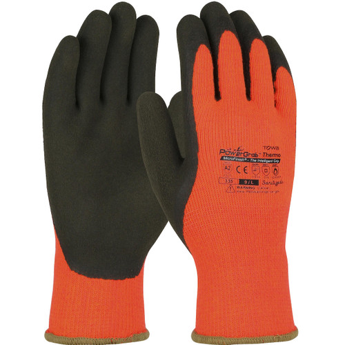 Protective Industrial Products PIP 41-1400 PowerGrab™ Thermo Hi-Vis Seamless Knit Acrylic Terry Glove - Latex MicroFinish Grip Palm & Fingers
