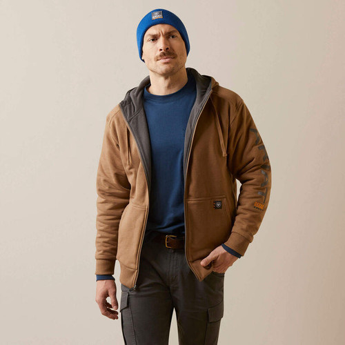 Ariat - Sweatshirt - 10046618 - Rebar All-Weather - Khaki - 10oz Fleece - 60 Cotton/40 Poly - Hood - Full Zip