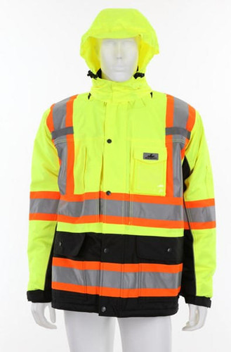MCR Safety MCR Winter Rain Jacket - VT38JH - Vortex - Class 3 Type R - Hi-Vis Lime Rip Stop Poly - Black Bottom - Detachable Hood - Zip-Out Fleece Lined MCR Safety MCR Winter Rain Jacket - VT38JH - Vortex - Class 3 Type R - Hi-Vis Lime Rip Stop Poly - Black Bottom - Detachable Hood - Zip-Out Fleece Lined