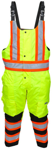 MCR Safety MCR Winter Insulated Bibs - VT38BP - Vortex - Hi-Vis Lime/Orange - Poly/PU - Full Zip - 6 Pockets 