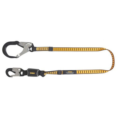 Dewalt DEWALT 6 Ft. Lanyard -  Single -  External Absorber -  with Aluminum Snap Hooks on D-Ring End and Aluminum Rebar Hook on Anchor End 