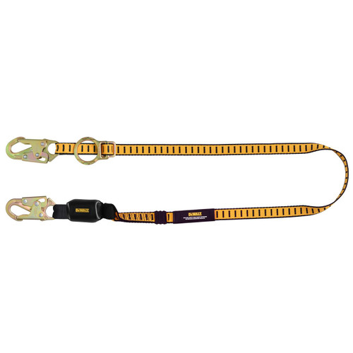 Dewalt DEWALT 6 Ft. Lanyard -  Single -  External Absorber -  Tie-Back to D-Ring -  Adjustable -  Steel Snap Hooks Both Ends 