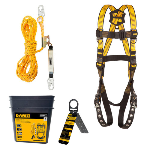 Dewalt DEWALT Rooftop safety kit includes D1000 harness with TB Legs -  50' vertical lifeline w/rope adjustor and reusable rooftop anchor 