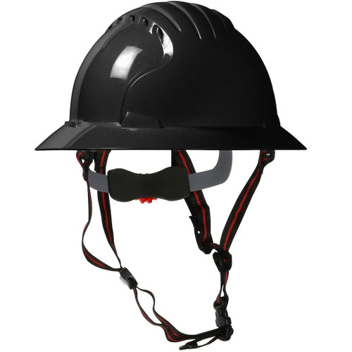 Protective Industrial Products PIP® EVO® 6161 Ascend™ 280-EV6161V-CH Vented, Full Brim Safety Helmet with HDPE Shell, 4-Point Chinstrap, 6-Point Suspension and Wheel Ratchet Adjustment 