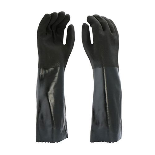 Protective Industrial Products PIP® 1087RF PVC Dipped Glove with Interlock Liner and Rough Sandy Finish - 18" Length 