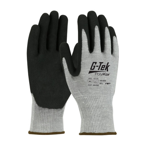 Protective Industrial Products PIP® G-Tek® PolyKor® 16-655 Seamless Knit PolyKor® Blended Glove with Double-Dipped Nitrile Coated MicroSurface Grip on Palm & Fingers 