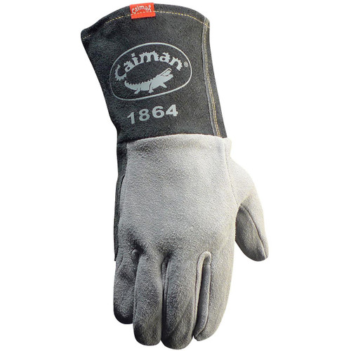 Protective Industrial Products PIP® Caiman® 1864 Premium Split Deerskin TIG Welder's Glove with a 4" Gray Extended Cuff 