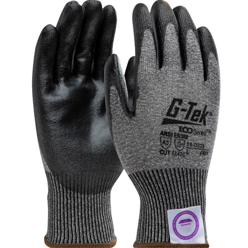 Protective Industrial Products PIP® G-Tek® ECO Series™ 19-D326 Seamless Knit Dyneema® Phoenix Blended Glove with Polyurethane Coated Flat Grip on Palm & Fingers 