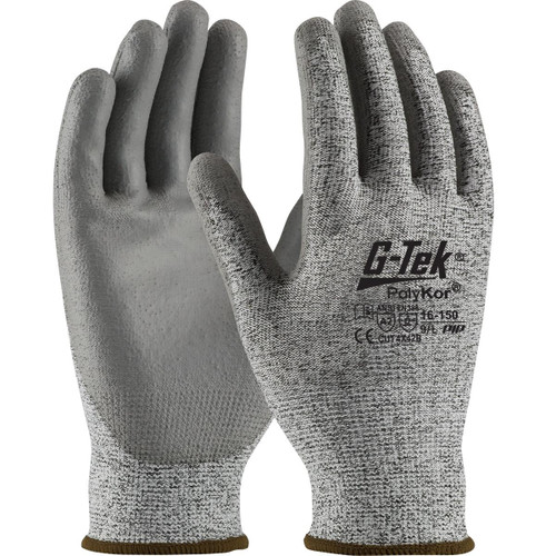Protective Industrial Products PIP® G-Tek® PolyKor® 16-150V Seamless Knit PolyKor® Blended Glove with Polyurethane Coated Flat Grip on Palm & Fingers - Vend-Ready 