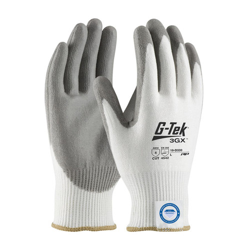 Protective Industrial Products PIP® G-Tek® 3GX® 19-D330 Seamless Knit Dyneema® Diamond Blended Glove with Polyurethane Coated Flat Grip on Palm & Fingers 