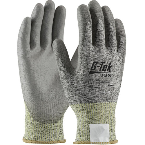 Protective Industrial Products PIP® G-Tek® 3GX® 19-D320 Seamless Knit Dyneema® Diamond Blended Glove with Polyurethane Coated Flat Grip on Palm & Fingers 