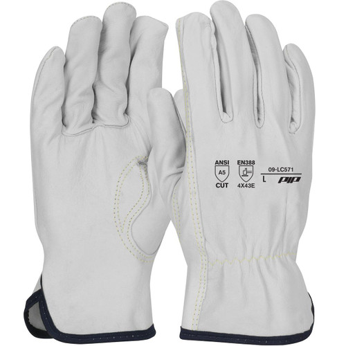 Protective Industrial Products PIP® 09-LC571 Economy Top Grain Goatskin Leather Drivers Glove with HPPE Blend Lining - Keystone Thumb 