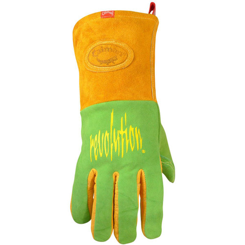 Protective Industrial Products PIP® Caiman® 1816 Premium Wasabi Green Split Deerskin MIG/Stick Welder's Glove with FR Foam/Fleece Insulation 