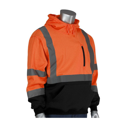 Protective Industrial Products PIP® 323-1350B ANSI Type R Class 3 Hooded Pullover Sweatshirt with Black Bottom Protective Industrial Products PIP® 323-1350B ANSI Type R Class 3 Hooded Pullover Sweatshirt with Black Bottom
