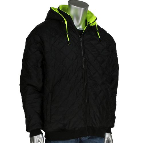 Protective Industrial Products PIP® 323-1400S ANSI Type R Class 3 Reversible Full Zip Hooded Sweatshirt with Black Bottom 