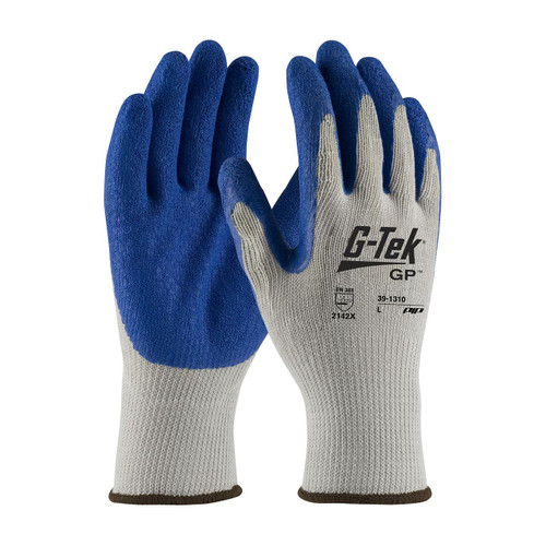 Protective Industrial Products PIP® G-Tek® 39-1310 Economy Weight Seamless Knit Polyester Glove with Latex Coated Crinkle Grip on Palm & Fingers 