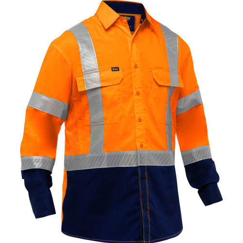 Protective Industrial Products PIP® Bisley® 313M6491H ANSI Type R Class 3 Long Sleeve Work Shirt with X-Airflow™ and Navy Bottom 