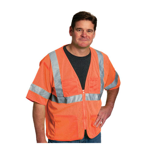 Protective Industrial Products PIP® 303-MVGZ4P ANSI Type R Class 3 Value Four Pocket Zipper Mesh Vest 