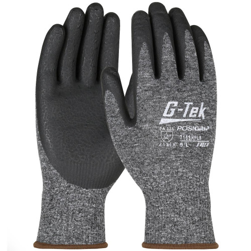 Protective Industrial Products PIP® G-Tek® PosiGrip® 715SNFLB Seamless Knit Nylon Glove with Nitrile Coated Foam Grip on Palm & Fingers 