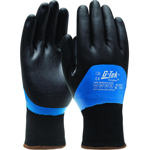 Protective Industrial Products PIP® G-Tek® PolyKor® 41-1417 Seamless Knit PolyKor® Blend Glove with Acrylic Liner and Double-Dipped Nitrile Foam Grip on Full Hand - Touchscreen Compatible 