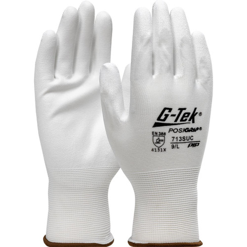 Protective Industrial Products PIP® G-Tek® PosiGrip® 713SUC Seamless Knit Nylon Glove with Polyurethane Coated Flat Grip on Palm & Fingers 