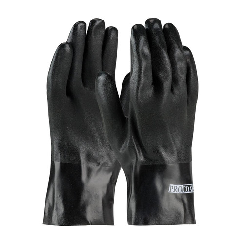 Protective Industrial Products PIP® ProCoat® 58-8120DD Premium PVC Dipped Glove with Interlock Liner and Rough Sandy Finish - 10" Length 