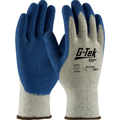 Protective Industrial Products PIP® G-Tek® 39-C1300 Premium Weight Seamless Knit Polyester/Cotton Glove with Latex Coated Crinkle Grip on Palm & Fingers 