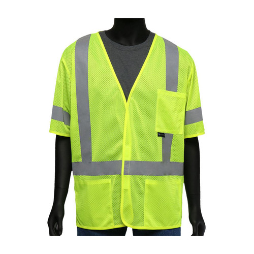 Protective Industrial Products PIP® Viz-Up™ 47308 ANSI Type R Class 3 Three Pocket FR Treated Mesh Vest 