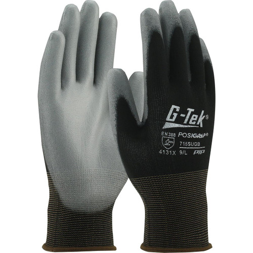 Protective Industrial Products PIP® G-Tek® PosiGrip® 715SUGB Seamless Knit Nylon Glove with Polyurethane Coated Flat Grip on Palm & Fingers - 15 Gauge 
