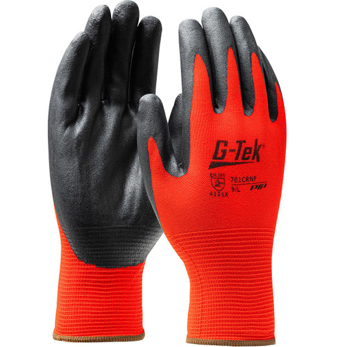 Protective Industrial Products PIP® G-Tek® 701CRNF Economy Seamless Knit Nylon Glove with Nitrile Coated Foam Grip on Palm & Fingers - 15 Gauge 