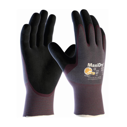 Protective Industrial Products PIP® MaxiDry® 56-424 Ultra Lightweight Nitrile Glove with Seamless Knit Nylon Liner and Non-Slip MicroFoam Grip on Palm & Fingers - Palm Coated 