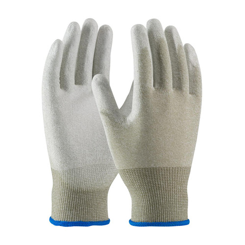 Protective Industrial Products PIP® CleanTeam® 40-6415 Seamless Knit Nylon / Copper Fiber Electrostatic Dissipative (ESD) Glove with Polyurethane Coated Smooth Grip on Palm & Fingers 