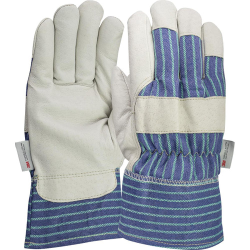 Protective Industrial Products PIP® 78-3927 Premium Pigskin Leather Palm Glove with Fabric Back and 3M™ Thinsulate™ Lining + Foam - Fabric Safety Cuff 