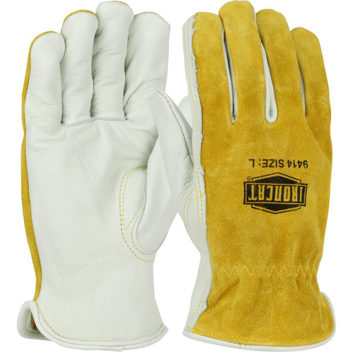 Protective Industrial Products PIP® Ironcat® 9414 Premium Grade Top Grain Cowhide Leather Drivers Glove with Split Cowhide Back - Keystone Thumb 