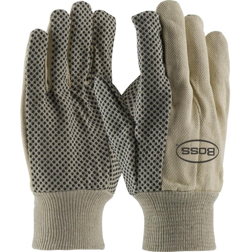 Protective Industrial Products PIP® Boss® 91-910PD Premium Grade Cotton Canvas Glove with PVC Dotted Grip on Palm, Thumb and Index Finger - 10 oz. 