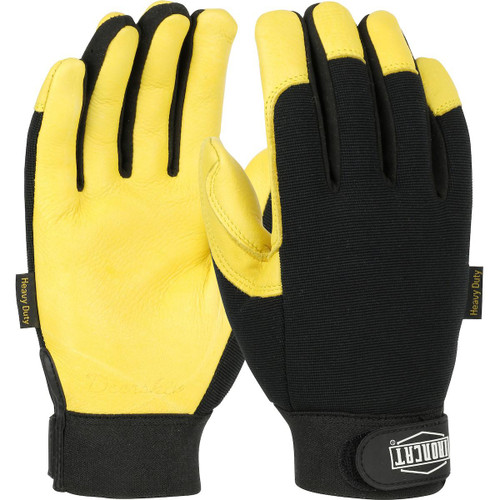 Protective Industrial Products PIP® Ironcat® 86400 Heavy Duty Top Grain Deerskin Leather Palm Glove with Fabric Back 