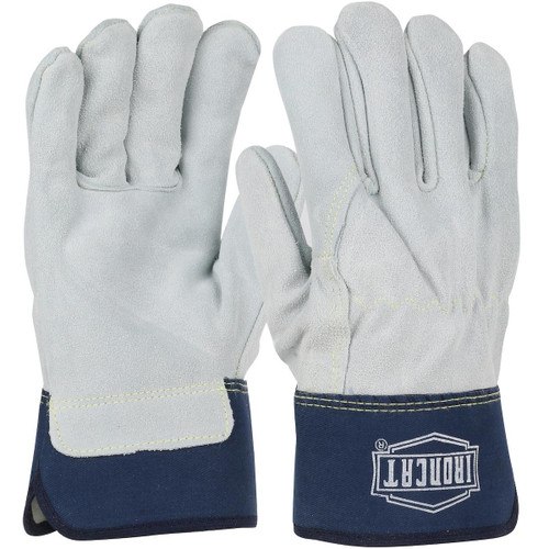 Protective Industrial Products PIP® Ironcat® IC6 Premium Split Cowhide Leather Palm Glove with Full Leather Back and Kevlar® Stitching - Rubberized Safety Cuff 