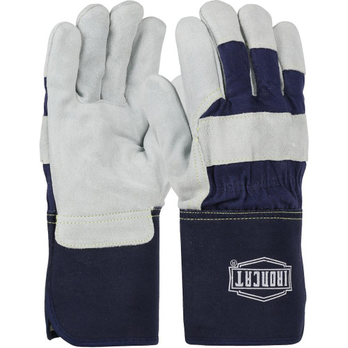 Protective Industrial Products PIP® Ironcat® IC8 Premium Split Cowhide Leather Palm Glove with Fabric Back and Kevlar® Stitching - Rubberized Gauntlet Cuff 
