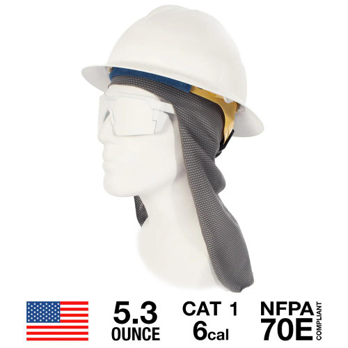 Benchmark FR FR Hard Hat Liner - 5033FRDG - Goat Flex - Dark Gray - Micro-Mesh Knit - Neck Shade - Moisture Wicking - 5.3 Ounce - CAT 1 - 6 cal/cm2 - Made In USA - PFAS Free - NFPA 70E Compliant Benchmark FR FR Hard Hat Liner - 5033FRDG - Goat Flex - Dark Gray - Micro-Mesh Knit - Neck Shade - Moisture Wicking - 5.3 Ounce - CAT 1 - 6 cal/cm2 - Made In USA - PFAS Free - NFPA 70E Compliant