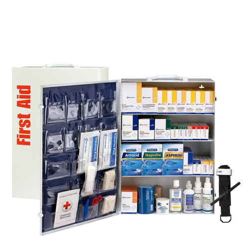  First Aid Only 91341C - Durable Metal Cabinet - Sturdy Handle - Mobile or Wall Mount - 1462 Pieces Included 