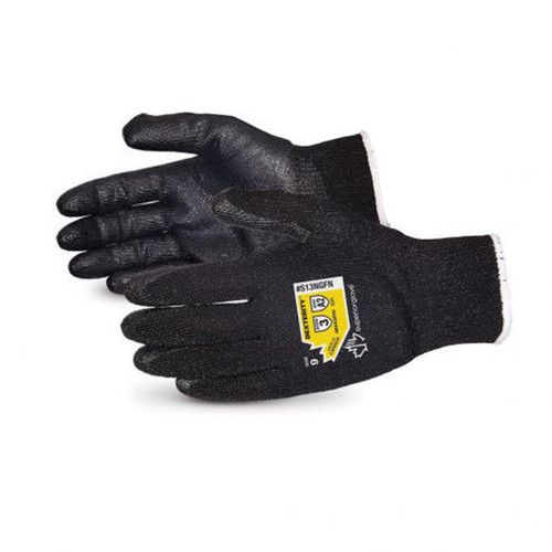  Superior Glove Works Ltd S13NGFN-8 - Dexterity Gloves - Cut Resistance - Black Foam Nitrile Palm - 13ga Black Poly Shell 