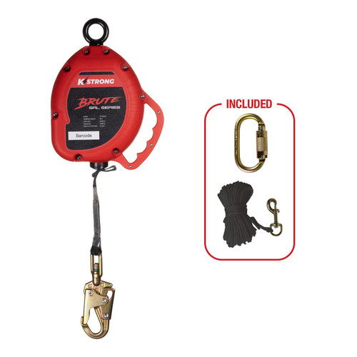 KStrong® BRUTE™ 25 ft. Web SRL with snap hook. Includes installation carabiner and tagline (ANSI) KStrong® BRUTE™ 25 ft. Web SRL with snap hook. Includes installation carabiner and tagline (ANSI)