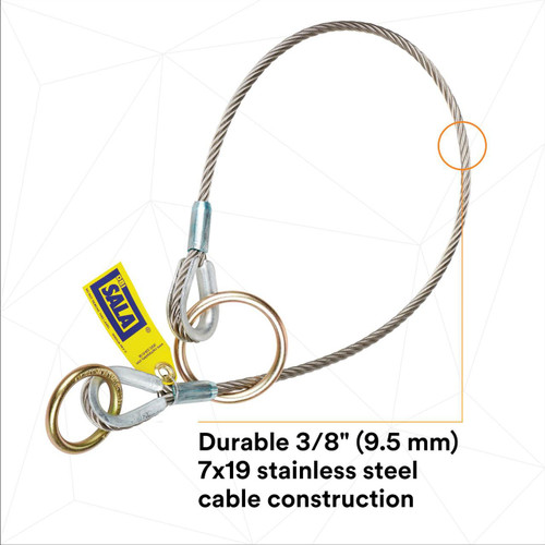 3M Fall Protection 3M DBI-SALA 5900550 Pass-Thru Cable Tie-Off Adapter Anchor - Stainless Steel - 4 ft 