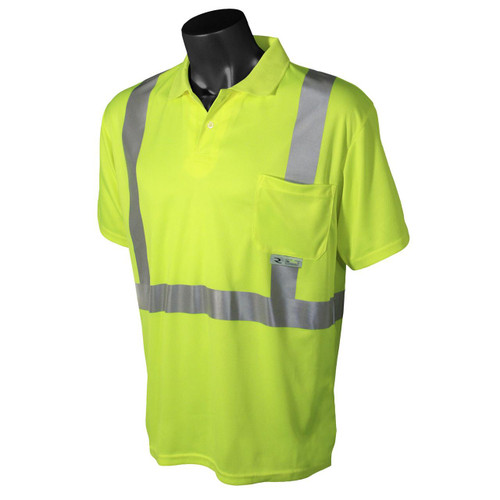  Radians ST12-2PGS Short Sleeve Polo Shirt - Hi-Vis Green, Class 2 