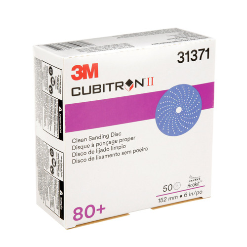 3M Cubitron II 31371 Hookit Clean Sanding Disc 737U - 6 in - 80+ - 50 Discs/Carton