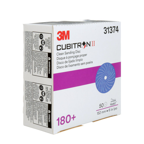 3M Cubitron II 31374 Hookit Clean Sanding Disc 737U - 6 in - 180+ - 50 Discs/Carton